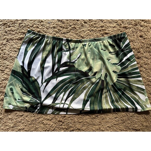 Swim Skirt Bottoms Lane Bryant By Cacique Plus Size 20 Tropical Green Palm Leafs - Picture 2 of 6